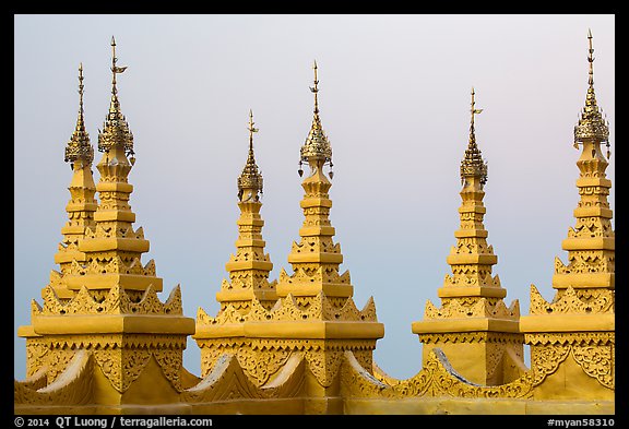 Spires, Sutaungpyei Pagoda. Mandalay, Myanmar (color)