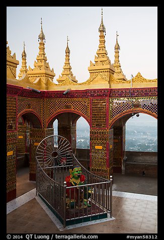 Ogre King and view from  Mandalay Hill. Mandalay, Myanmar (color)