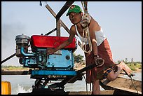 Boatman with one cylinder engine, Ava. Myanmar ( color)