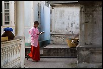 Nun reading, Zayar Theingi Nunnery, Sagaing. Myanmar ( color)