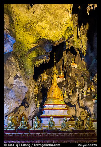 Cavern in the interior of Pindaya Caves. Pindaya, Myanmar (color)