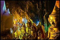 Buddha statues and stalactites in Pindaya Caves. Pindaya, Myanmar ( color)