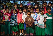 Group of schoolchildren, Nyaung Shwe,. Inle Lake, Myanmar ( color)
