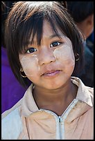Schoolgirl with thanaka past, Nyaung Shwe. Inle Lake, Myanmar ( color)