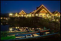 Entrance of Myanmar Treasure Resort at night. Inle Lake, Myanmar ( color)