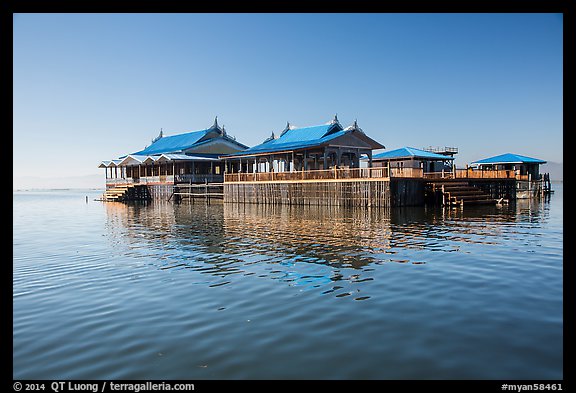 Restaurant built on stilts in middle of lake. Inle Lake, Myanmar