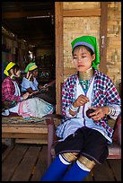 Kayan women at Win Yadanar workshop, Ywama Village. Inle Lake, Myanmar ( color)