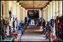 Covered walkway to Shwe Indein Pagoda lined up with vendors in 2014. Inle Lake, Myanmar ( color)