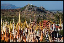 Stupas surounding Shwe Indein Pagoda. Inle Lake, Myanmar ( color)