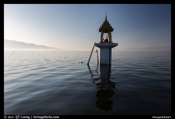 Shrine in the middle of the lake. Inle Lake, Myanmar (color)