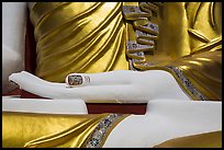 Detail of hand, of one of the four seated buddhas in  Kyaik Pun Paya. Bago, Myanmar ( color)