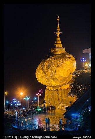 Golden Rock at night. Kyaiktiyo, Myanmar (color)