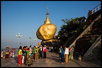 Pilgrims on platform below Golden Rock. Kyaiktiyo, Myanmar ( color)