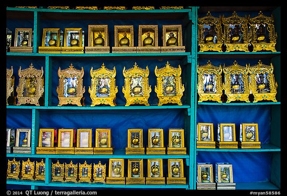 Golden Rock souvenirs for sale. Kyaiktiyo, Myanmar (color)