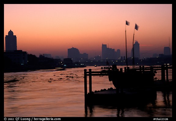 Sunset over Chao Phraya river. Bangkok, Thailand (color)