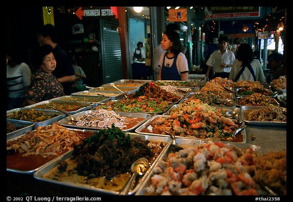 Variety of spicy foods in a market. Bangkok, Thailand