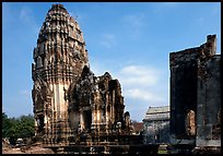 Ruins in classic Khmer-Lopburi style. Lopburi, Thailand
