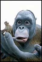 Monkey on monkey statue. Lopburi, Thailand ( color)