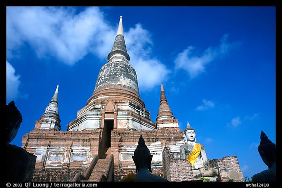 Wat Chai Mongkon and buddhas. Ayutthaya, Thailand (color)