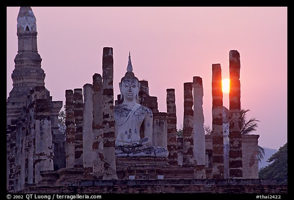 Wat Mahathat at sunset. Sukothai, Thailand (color)