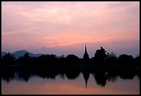 Elegant lines of Wat Si Chum at sunset. Sukothai, Thailand