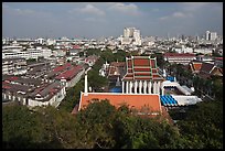 View of temples and city. Bangkok, Thailand (color)