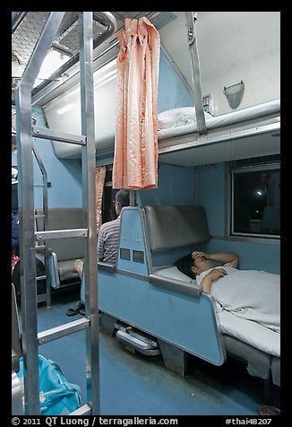 Passenger in sleeping train. Thailand (color)
