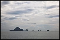 Distant rocky islets, Ao Nang, Andaman Sea. Krabi Province, Thailand ( color)