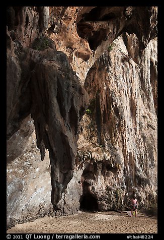 Rock climbers on limestone cliff, Railay. Krabi Province, Thailand