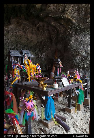 Tham Phra Nang (princess cave) shrine, Railay. Krabi Province, Thailand (color)
