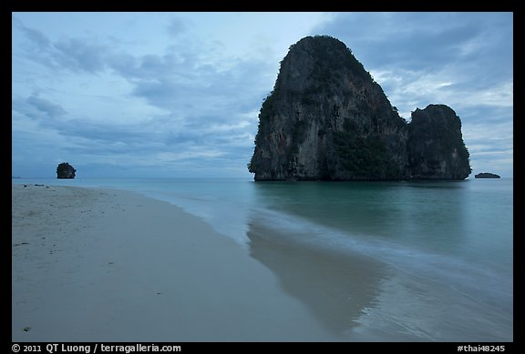 Happy Island reflected on beach, Railay. Krabi Province, Thailand (color)