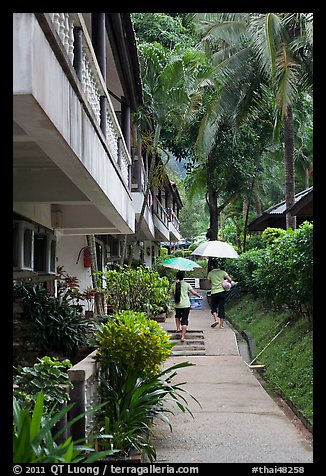 Resort on rainy day, Rai Leh East. Krabi Province, Thailand