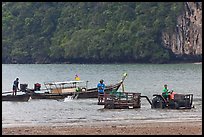 Tractor and longtail boat,  Railay East. Krabi Province, Thailand (color)