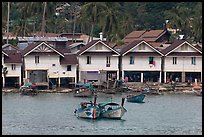 Boats and waterfront houses, Tonsai Village, Phi-Phi island. Krabi Province, Thailand