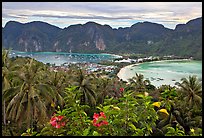 Panoramic view of isthmus and Tonsai village, Ko Phi-Phi island. Krabi Province, Thailand (color)