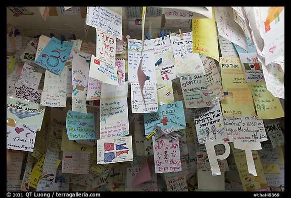 Notes left by customers from all around the world, Ko Phi-Phi island. Krabi Province, Thailand (color)