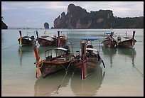 Tranquil waters of Ao Lo Dalam bay with longtail boats, Phi-Phi island. Krabi Province, Thailand ( color)
