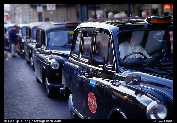 Black London cabs. London, England, United Kingdom