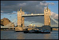 Barges and Tower Bridge. London, England, United Kingdom ( color)