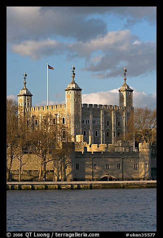 Tower of London seen across the Thames, late afternoon. London, England, United Kingdom (color)