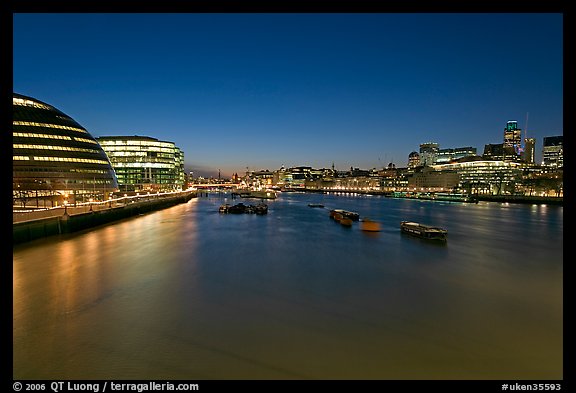 River Thames and skyline at night. London, England, United Kingdom (color)