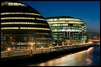 City Hall, designed by Norman Foster,  at night. London, England, United Kingdom (color)