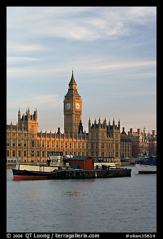 Houses of Parliament across the Thames, early morning. London, England, United Kingdom (color)
