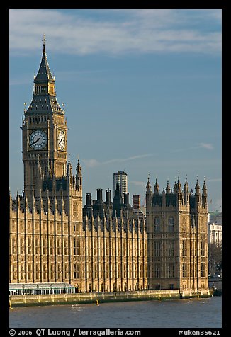 Houses of Parliament and Clock Tower, morning. London, England, United Kingdom (color)