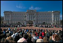 Crowds during  the changing of the guard in front of Buckingham Palace. London, England, United Kingdom (color)
