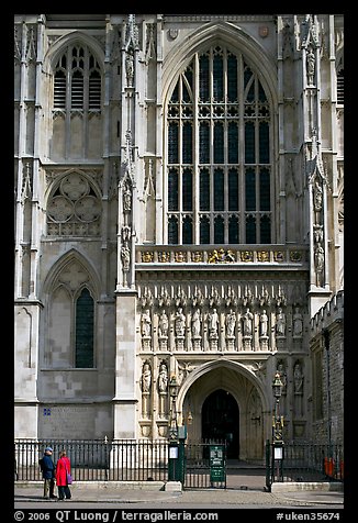 Facade and entrance to the Collegiate Church of St Peter, Westminster. London, England, United Kingdom