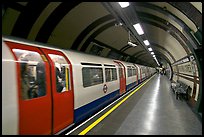 Train in station, London tube. London, England, United Kingdom (color)