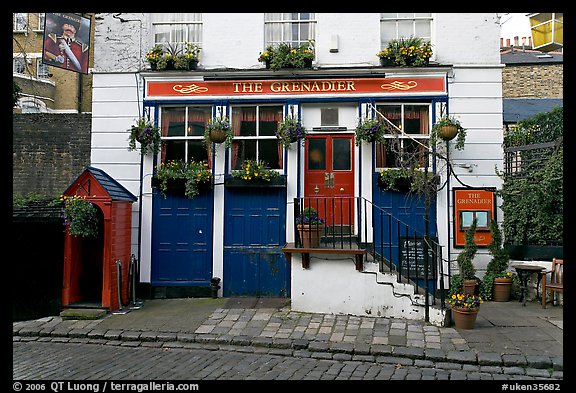 The Grenadier pub, afternoon. London, England, United Kingdom (color)