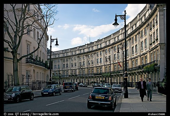 Street and townhouses crescent. London, England, United Kingdom (color)