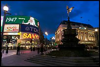 Neon advertising and Eros statue, Piccadilly Circus. London, England, United Kingdom